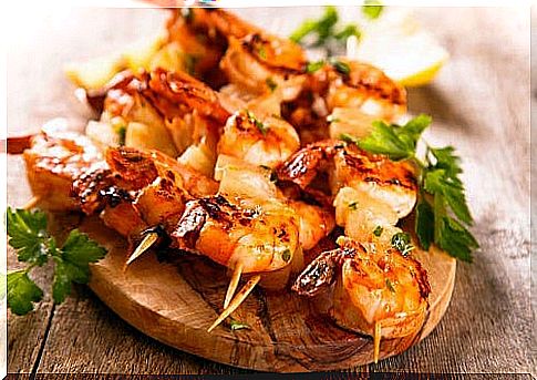 Seafood shashlik