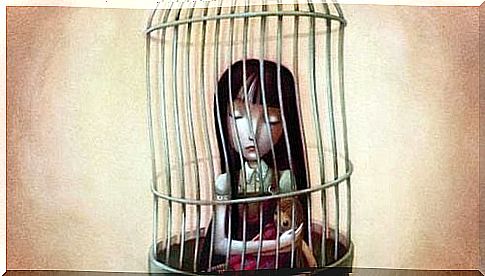 A girl in a cage and her emotional emptiness