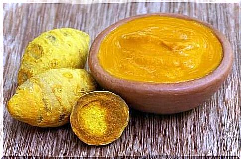 Turmeric in a bowl for garlic mayonnaise