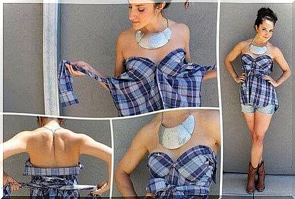 How to reuse old clothes - a shirt as a dress.