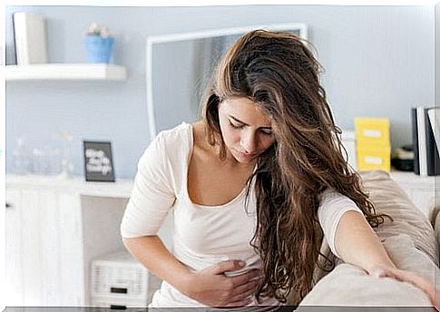 woman with stomach pain